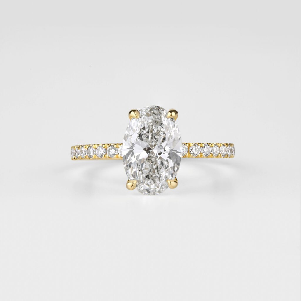 Yellow Gold Ring with Large, Solitaire Oval Cut Diamond